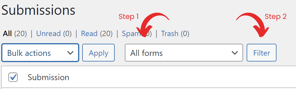 Filter submissions by form screenshot 2