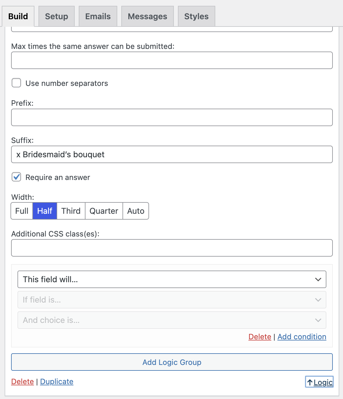 Setting up conditional logic screenshot 1