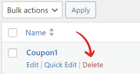 Delete an existing coupon screenshot 2