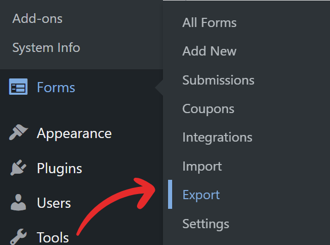 Export a form screenshot 1