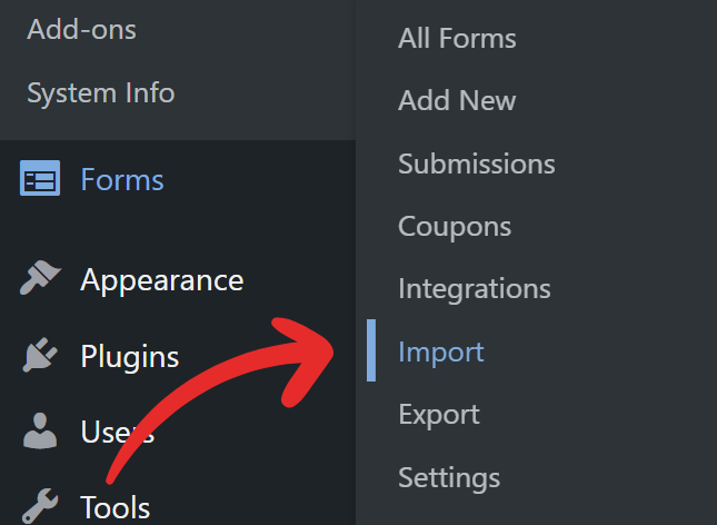 Import a form screenshot 1