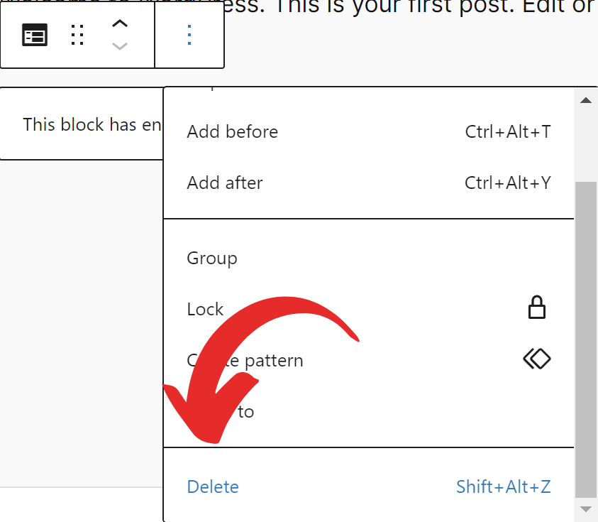 Remove a form from a post, page, or template screenshot 3